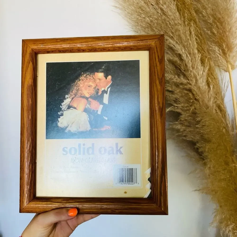VINTAGE Brown Tan Solid Oak Wood Photo Picture Frame Y2K 90s 80s Rustic Fall